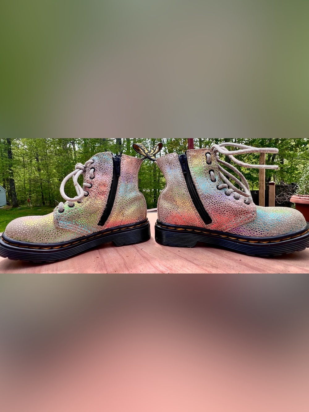Dr Martens 1460 Pascal Iridescent Boots Rainbow Leather Toddler Kids Size US 7 - Picture 5 of 11